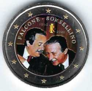 2 euro colorato Italia 2022 in capsula - Falcone e Borsellino